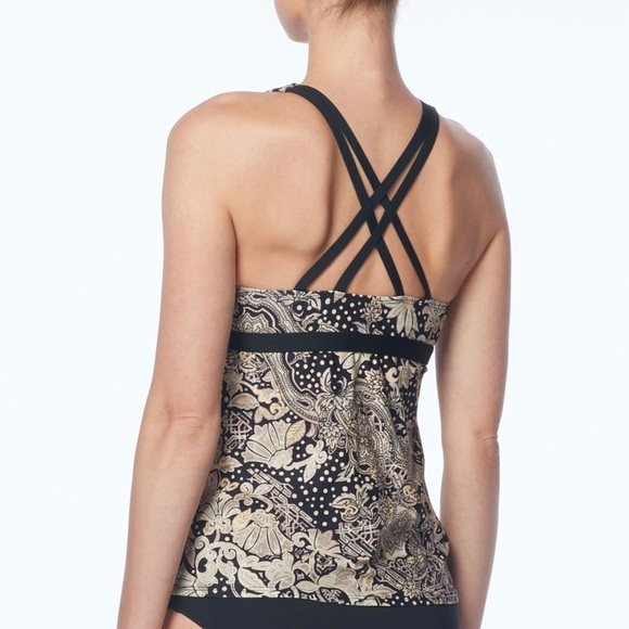 Carmen Marc Valvo V-Neck Tankini Top in Ornamental Floral - Picture 2 of 7